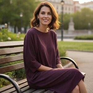 Old Navy Womens Purple Polyester/Rayon Long Sleeve Stretchy Shift Dress Medium